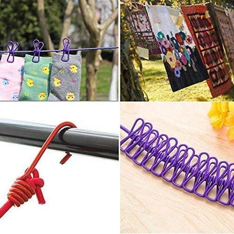 Portable Clothesline with 12 Clips – 185CM