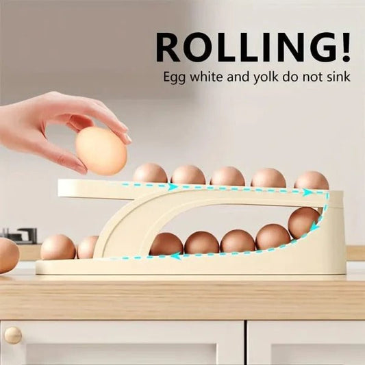 2 Tier Egg Organizer Automatic Scrolling Egg Rack, Double Layer Egg Storage Tray ( Random Colors )